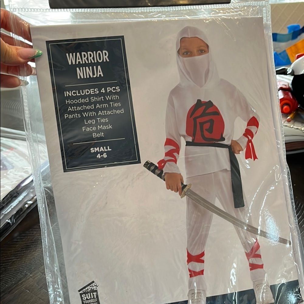 Warrior Ninja Costume in White and Red